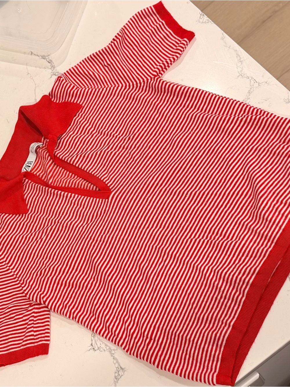 Zara Striped Short-Sleeve Knit Polo
